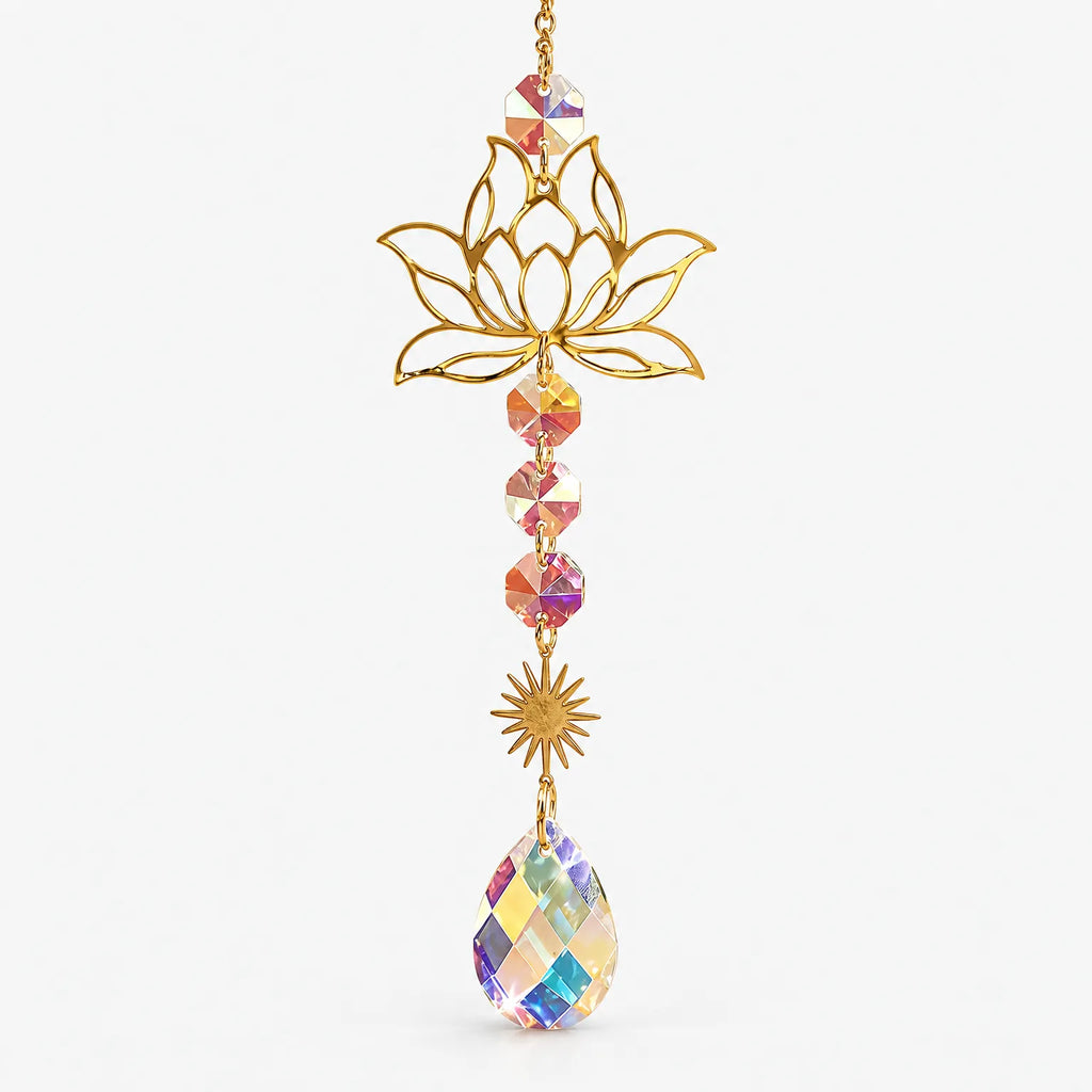 Aurisol  - Lotus Motif Metal Suncatcher Hanging In A Window