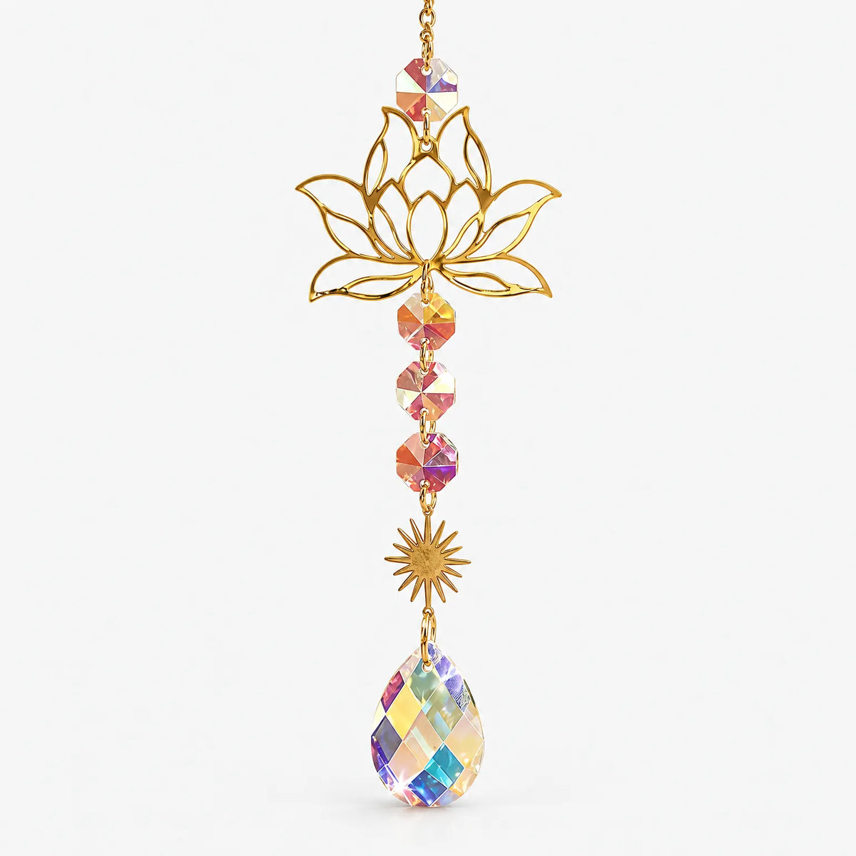 Aurisol  - Lotus Motif Metal Suncatcher Hanging In A Window
