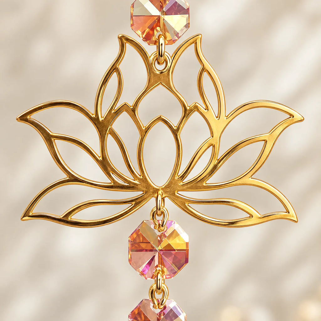 Aurisol  - Lotus Motif Metal Suncatcher Hanging In A Window