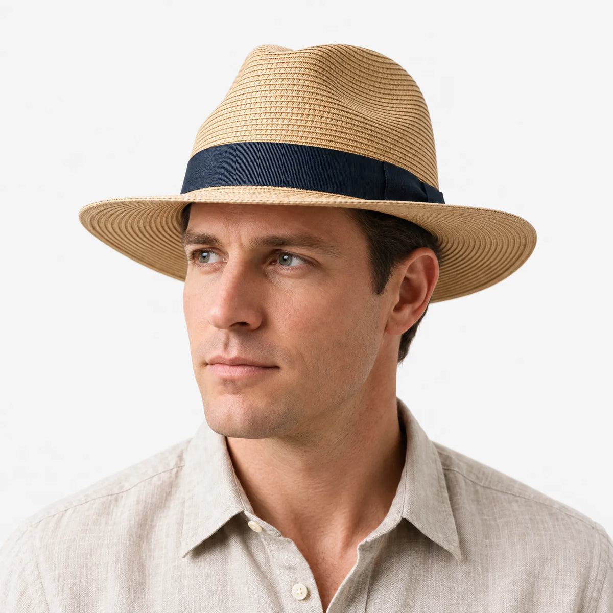 Havelio  - Wide Brimmed Panama Hat With Contrast Band Sun Shading