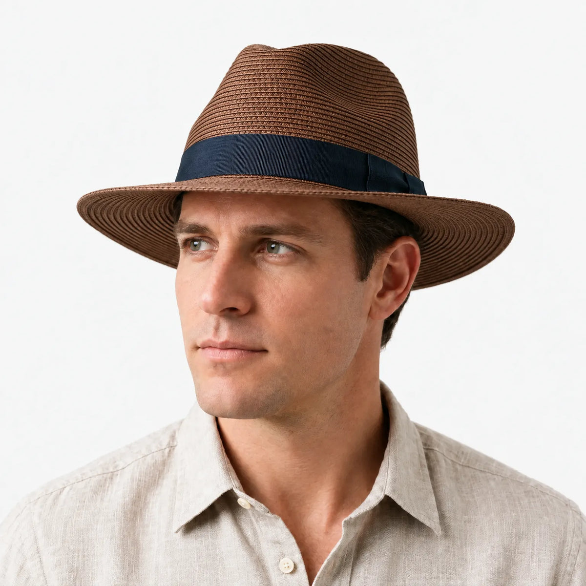 Havelio  - Wide Brimmed Panama Hat With Contrast Band Sun Shading