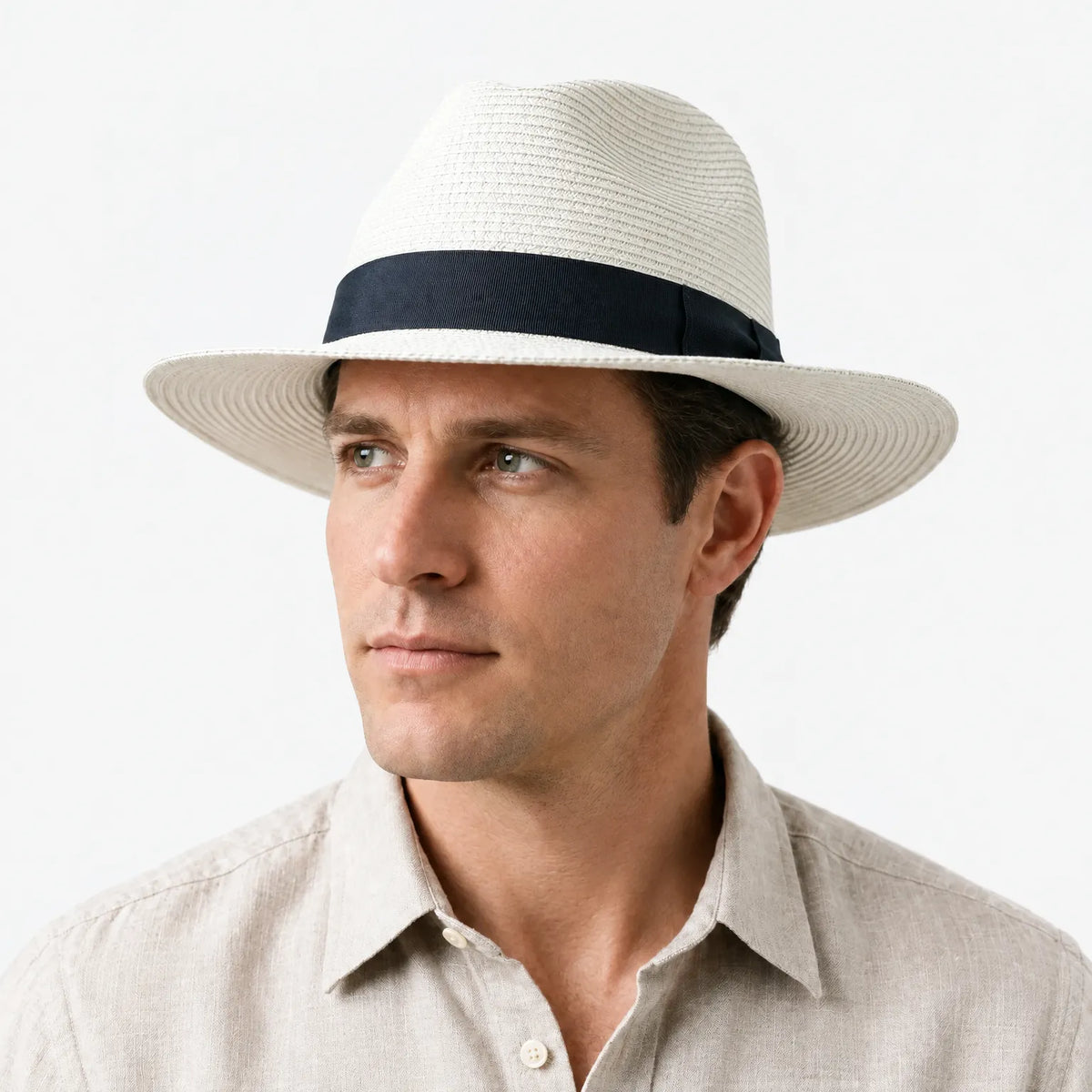 Havelio  - Wide Brimmed Panama Hat With Contrast Band Sun Shading