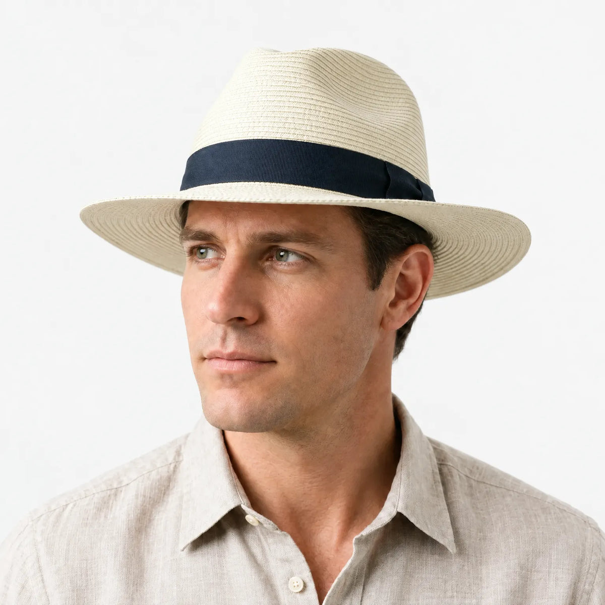 Havelio  - Wide Brimmed Panama Hat With Contrast Band Sun Shading