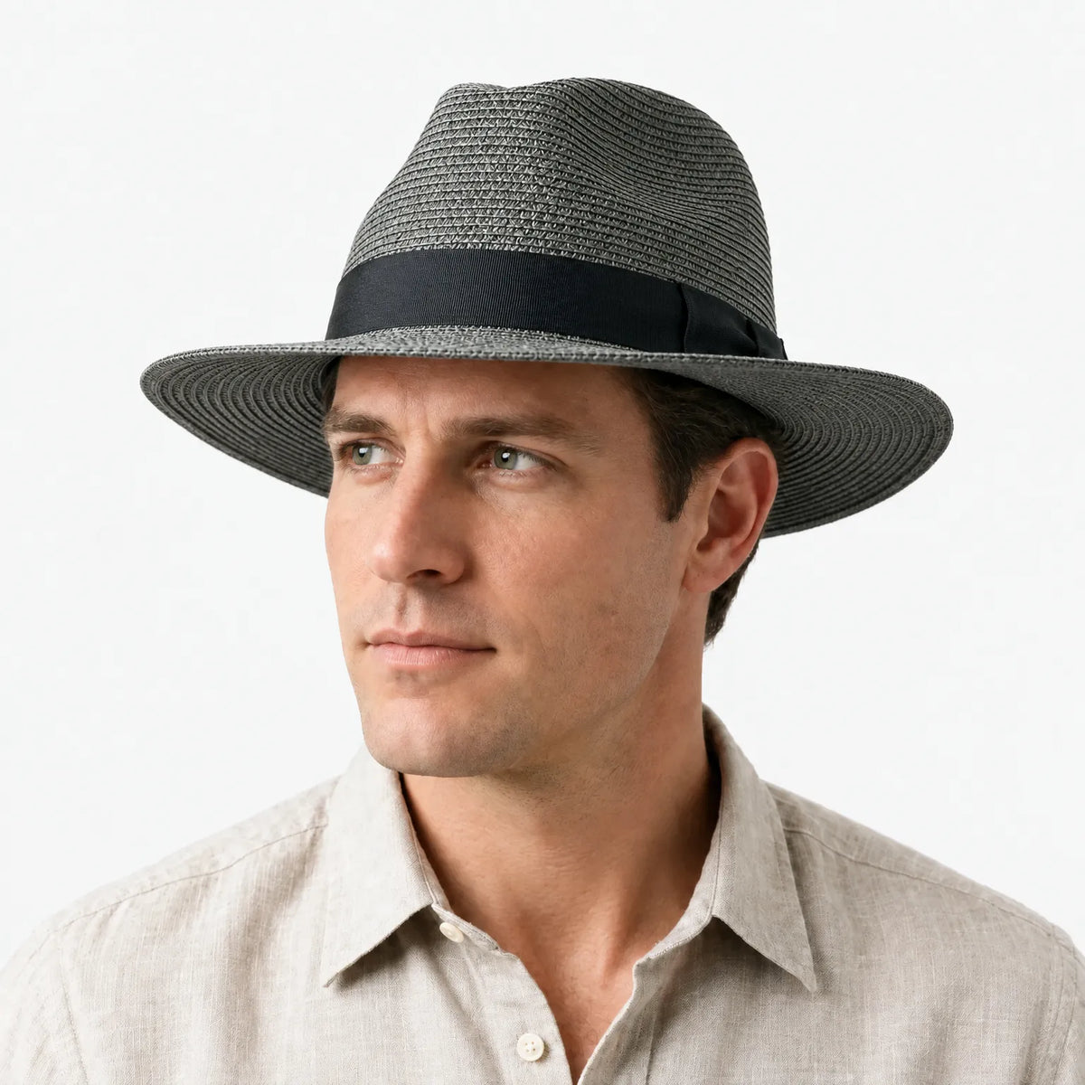 Havelio  - Wide Brimmed Panama Hat With Contrast Band Sun Shading