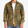 Peacora  - Peacock And Celestial Print Long Sleeve Mens Shirt Casual Weekend Wear