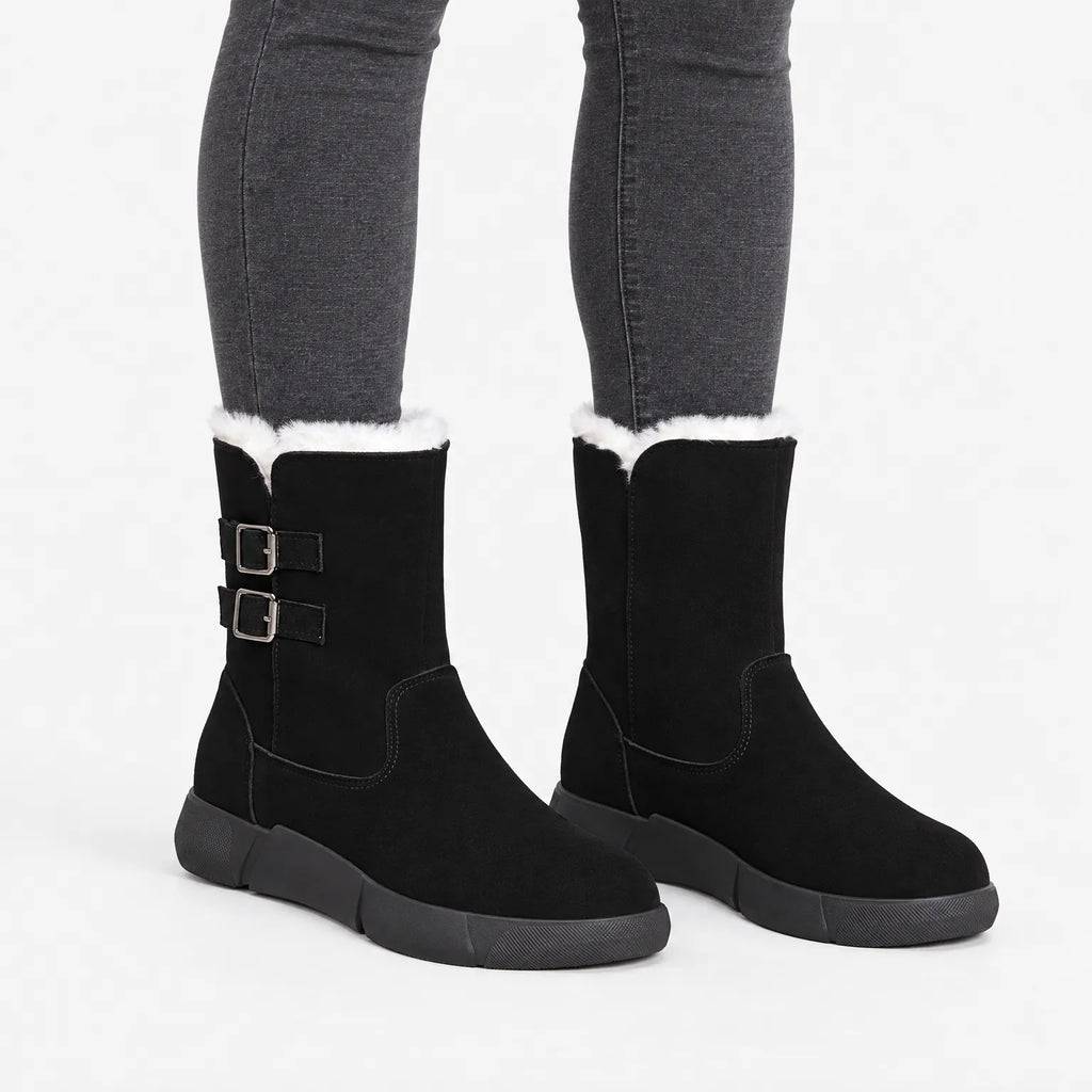 Velsora  - Plush-Lined Winter Snow Boots Navigating Snowy Pavements