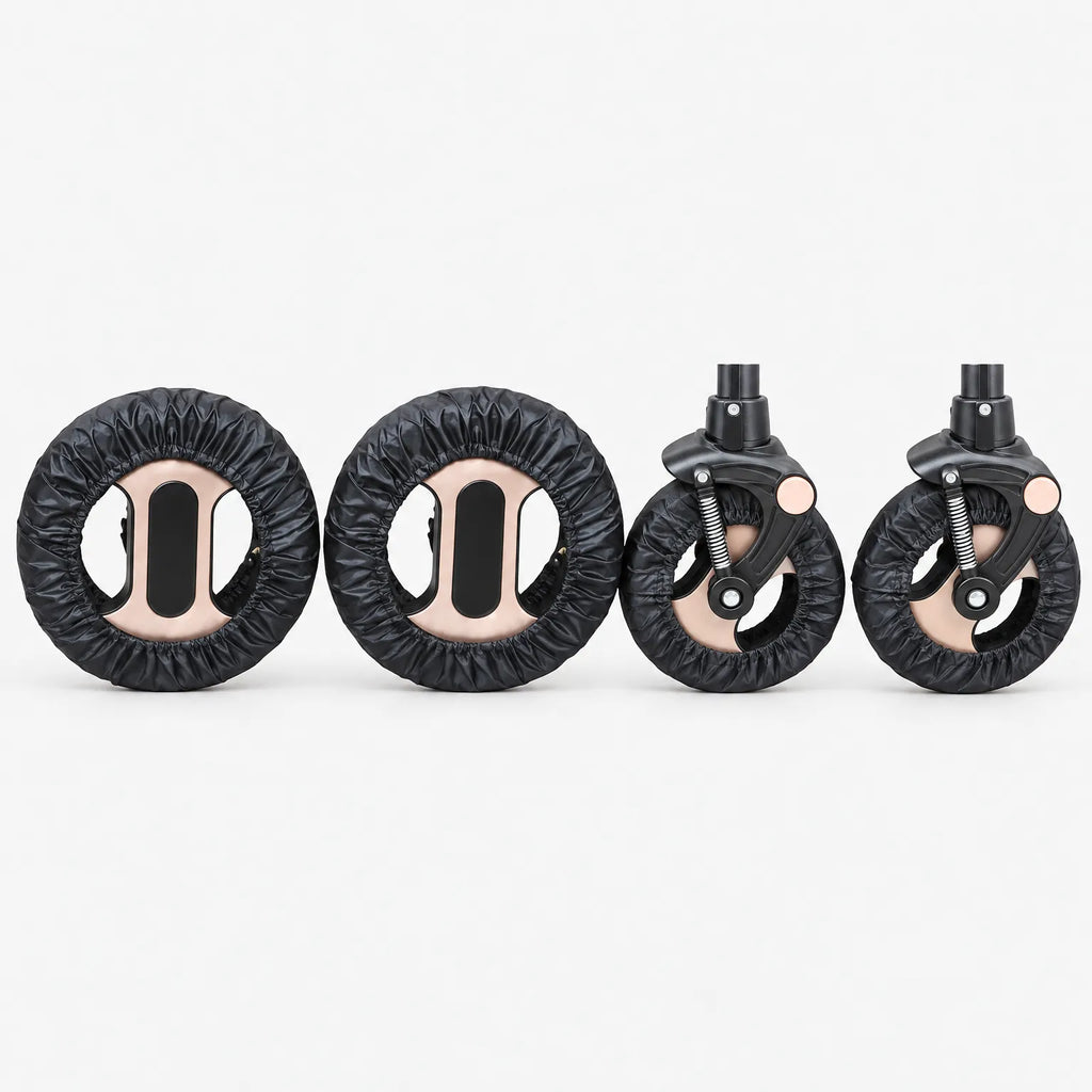 WheelyGuard  - Elasticated Pushchair Wheel Covers Protecting Indoor Floors
